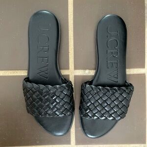 JCrew Georgina woven sandals in black leather size 7